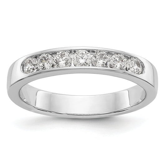 0.41ct. CZ Solid Real 14K White Gold 7-2.5mm Stone Channel Wedding Band Ring