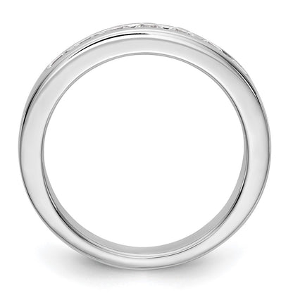 14K White Gold 7-Stone Real Diamond Channel Band