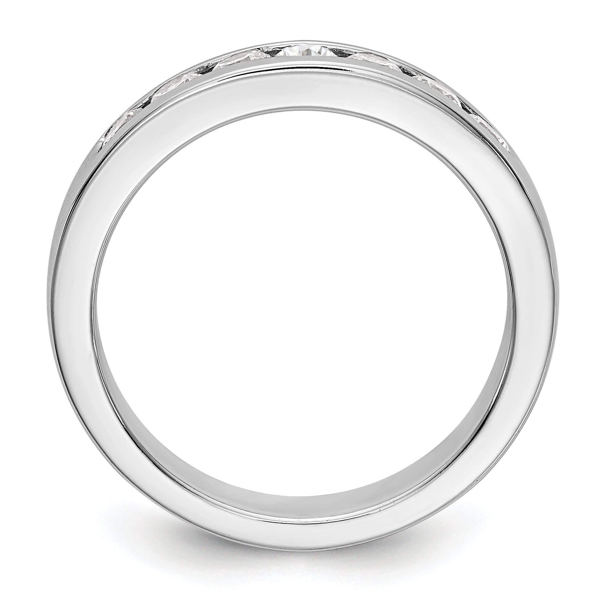 0.55ct. CZ Solid Real 14K White Gold 7-2.7mm Stone Channel Wedding Band Ring