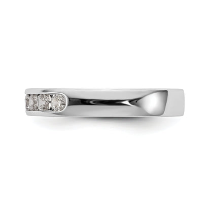 0.55ct. CZ Solid Real 14K White Gold 7-2.7mm Stone Channel Wedding Band Ring