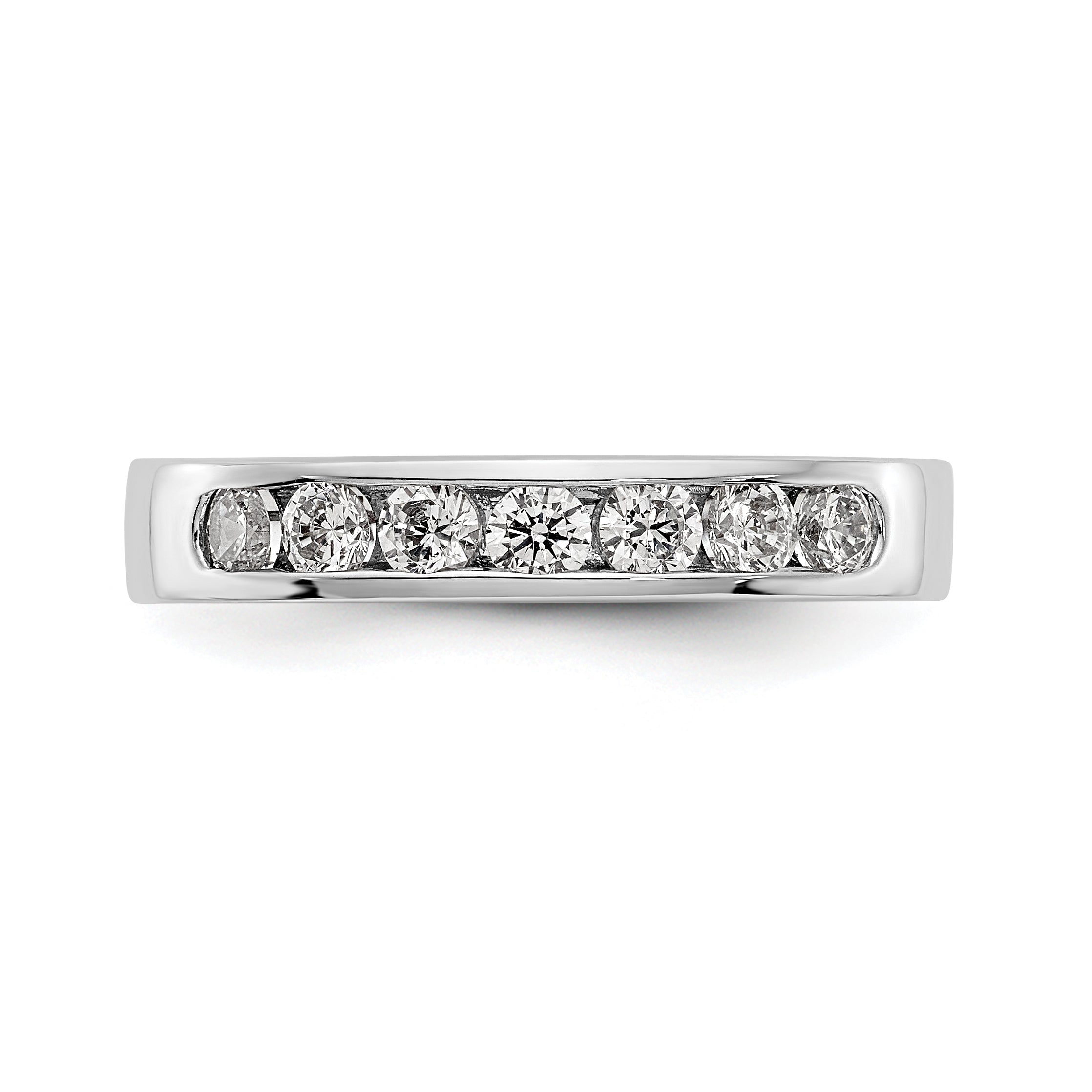 0.55ct. CZ Solid Real 14K White Gold 7-2.7mm Stone Channel Wedding Band Ring
