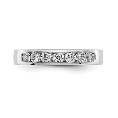 0.55ct. CZ Solid Real 14K White Gold 7-2.7mm Stone Channel Wedding Band Ring