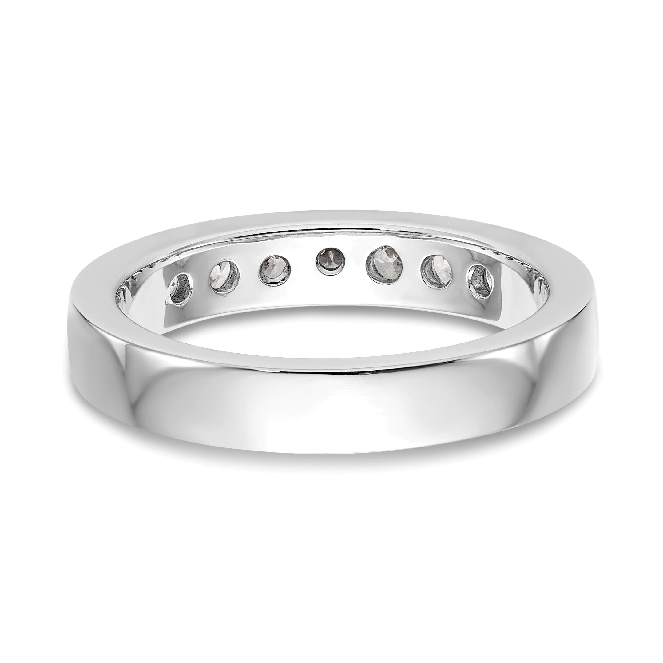 0.55ct. CZ Solid Real 14K White Gold 7-2.7mm Stone Channel Wedding Band Ring