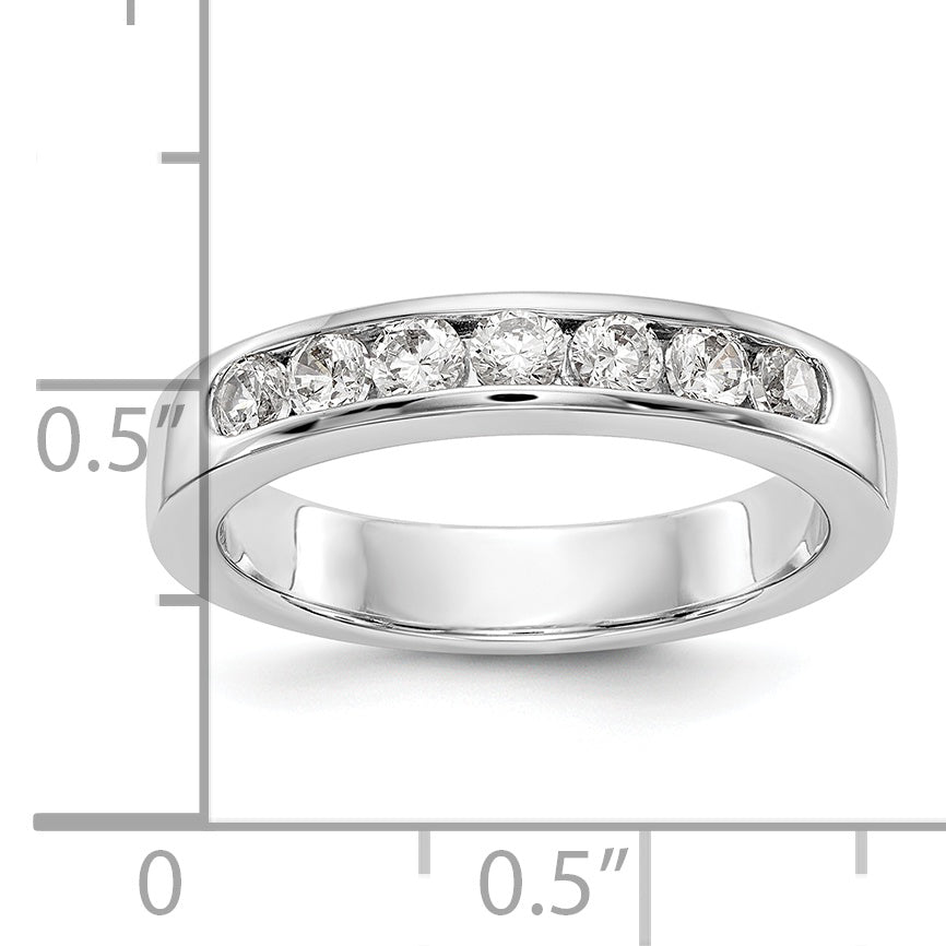 0.55ct. CZ Solid Real 14K White Gold 7-2.7mm Stone Channel Wedding Band Ring