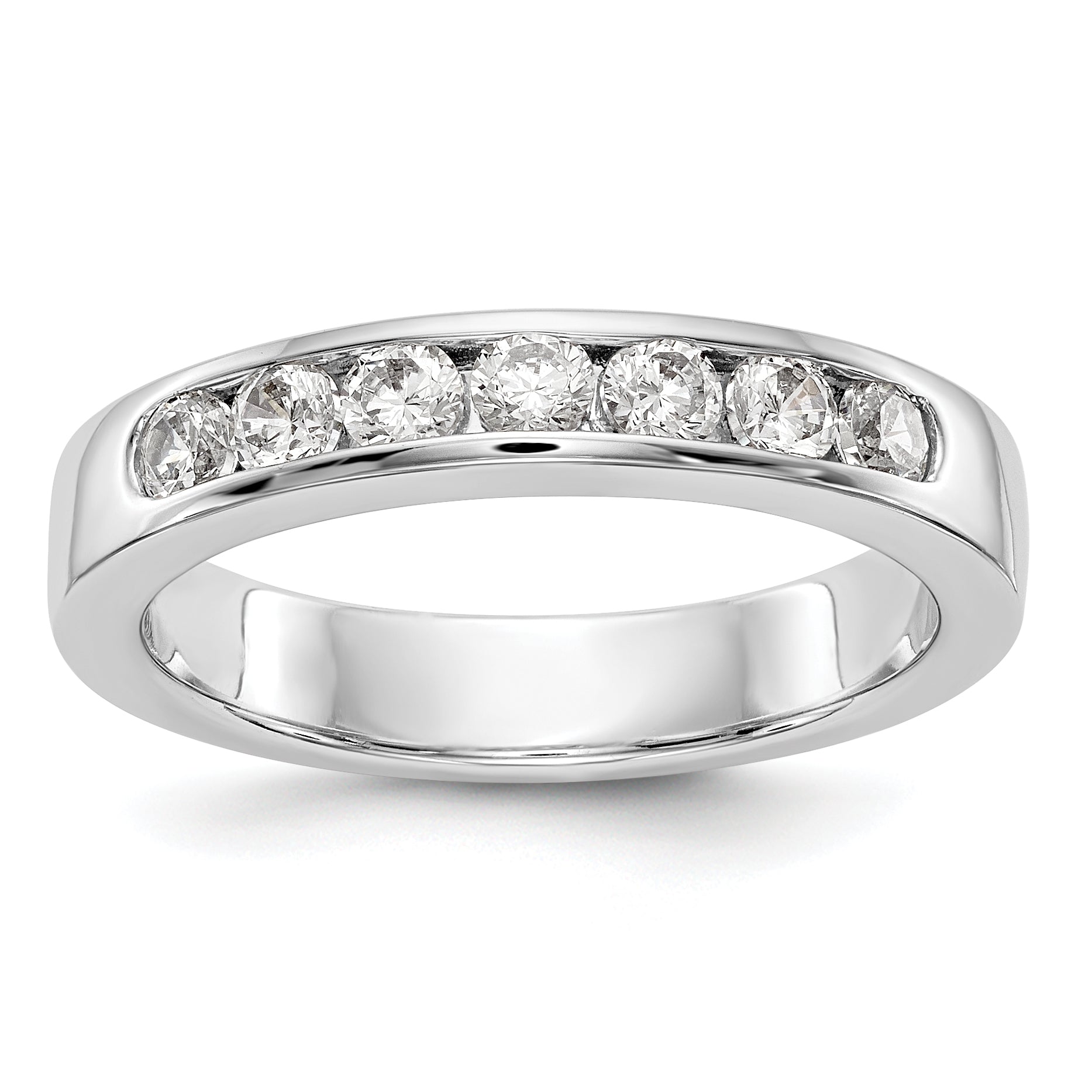 0.55ct. CZ Solid Real 14K White Gold 7-2.7mm Stone Channel Wedding Band Ring