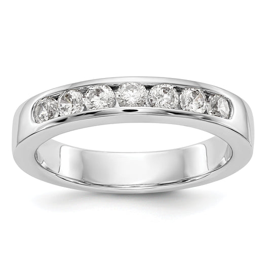 0.55ct. CZ Solid Real 14K White Gold 7-2.7mm Stone Channel Wedding Band Ring