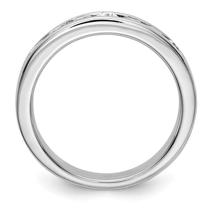 14K White Gold 7-Stone Real Diamond Channel Band