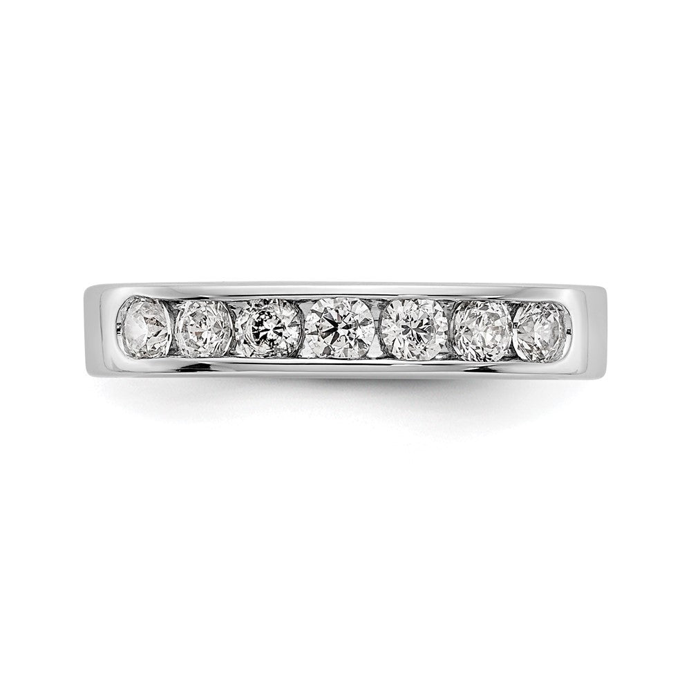 14K White Gold 7-Stone Real Diamond Channel Band