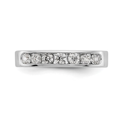 14K White Gold 7-Stone Real Diamond Channel Band