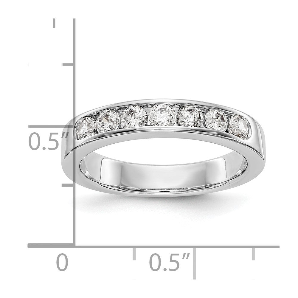 14K White Gold 7-Stone Real Diamond Channel Band