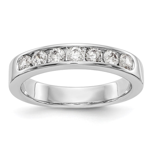 14K White Gold 7-Stone Real Diamond Channel Band