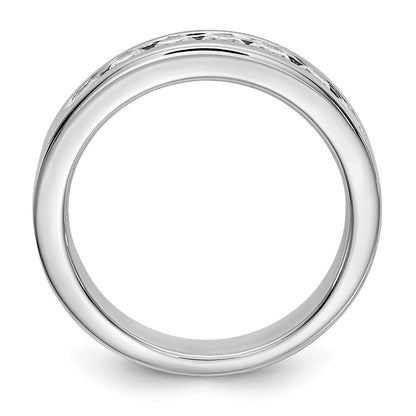 14K White Gold 7-Stone Real Diamond Channel Band