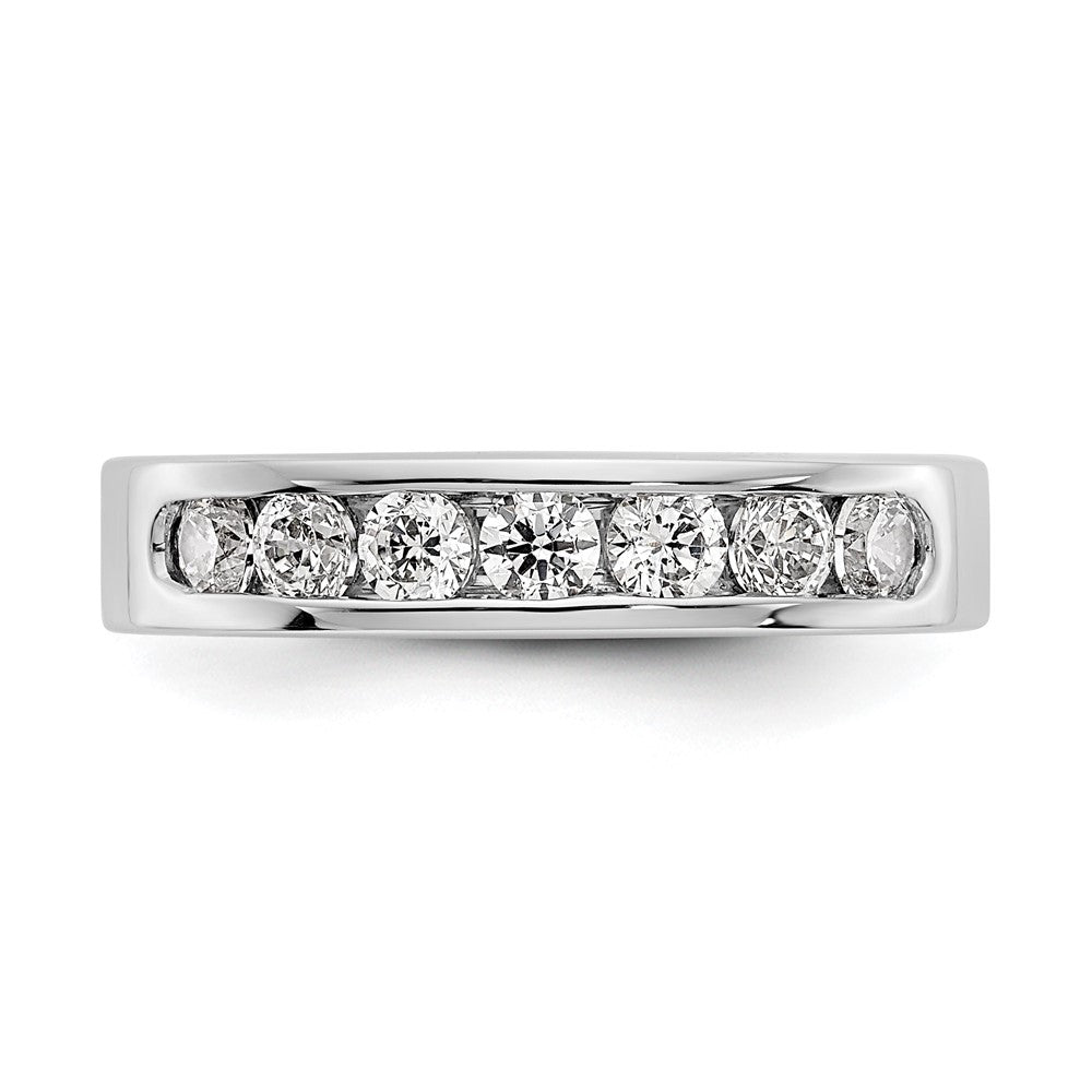 14K White Gold 7-Stone Real Diamond Channel Band