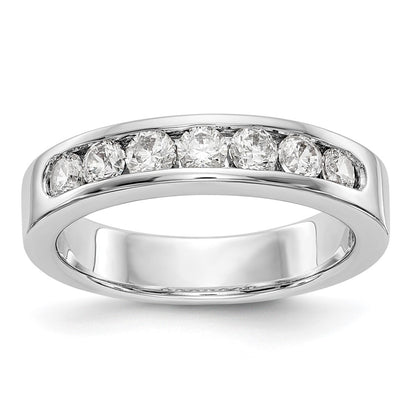 14K White Gold 7-Stone Real Diamond Channel Band