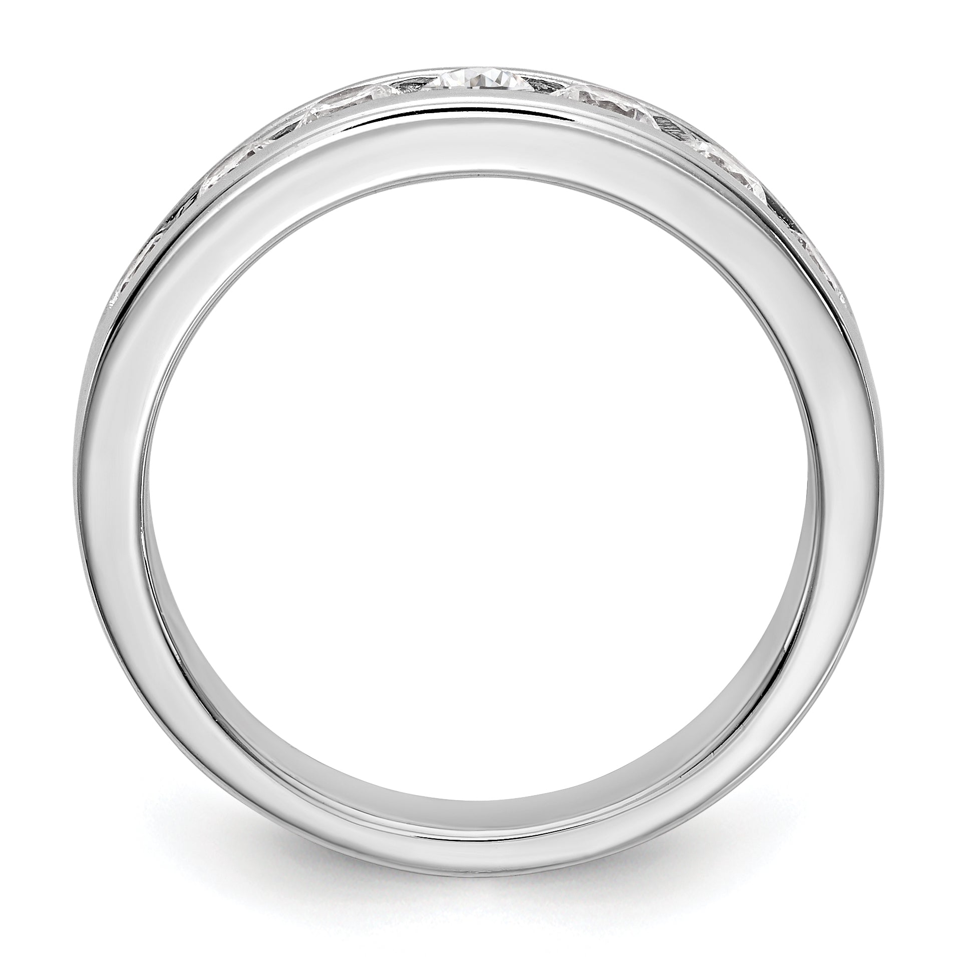 0.80ct. CZ Solid Real 14K White Gold 7-3.1mm Stone Channel Wedding Band Ring