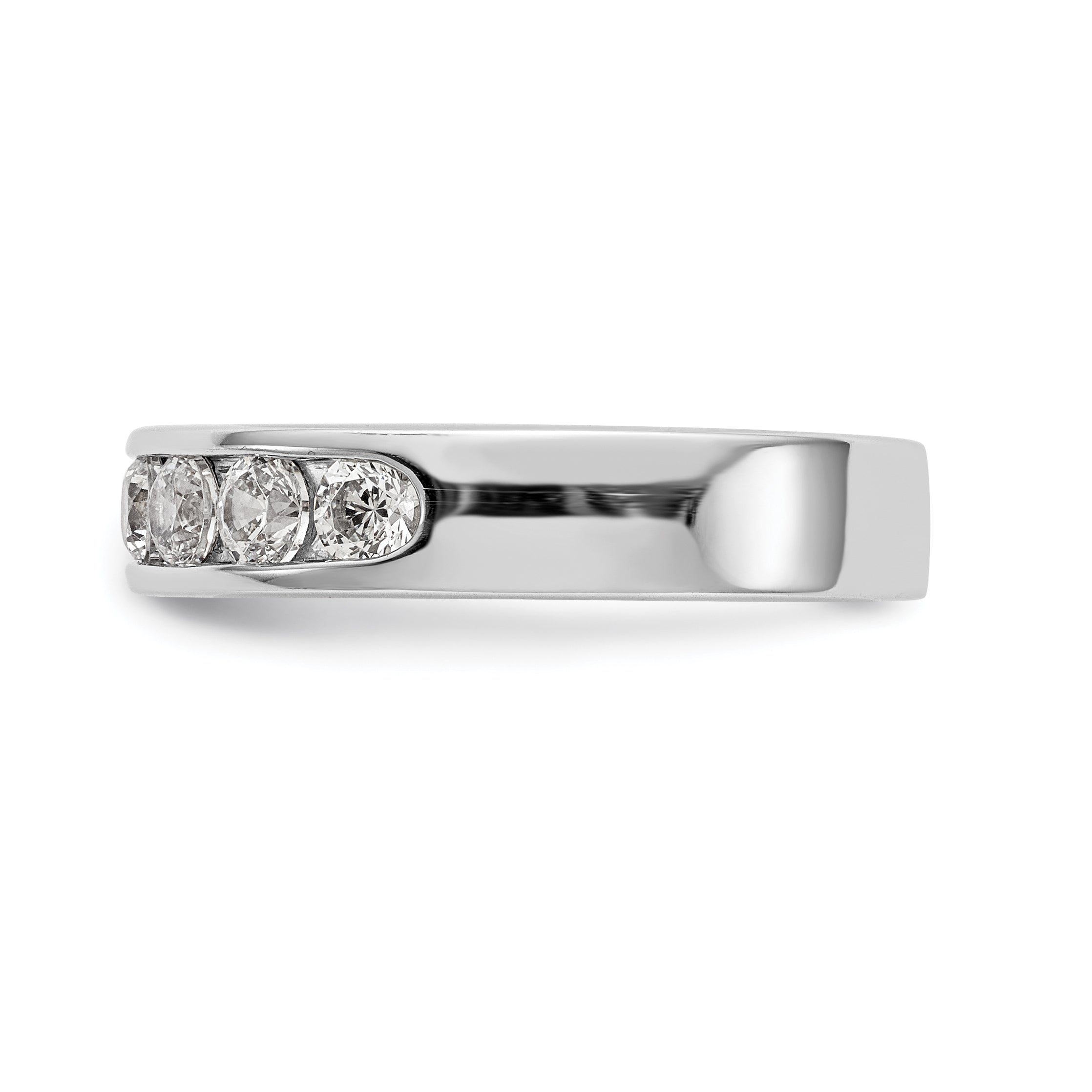 0.80ct. CZ Solid Real 14K White Gold 7-3.1mm Stone Channel Wedding Band Ring
