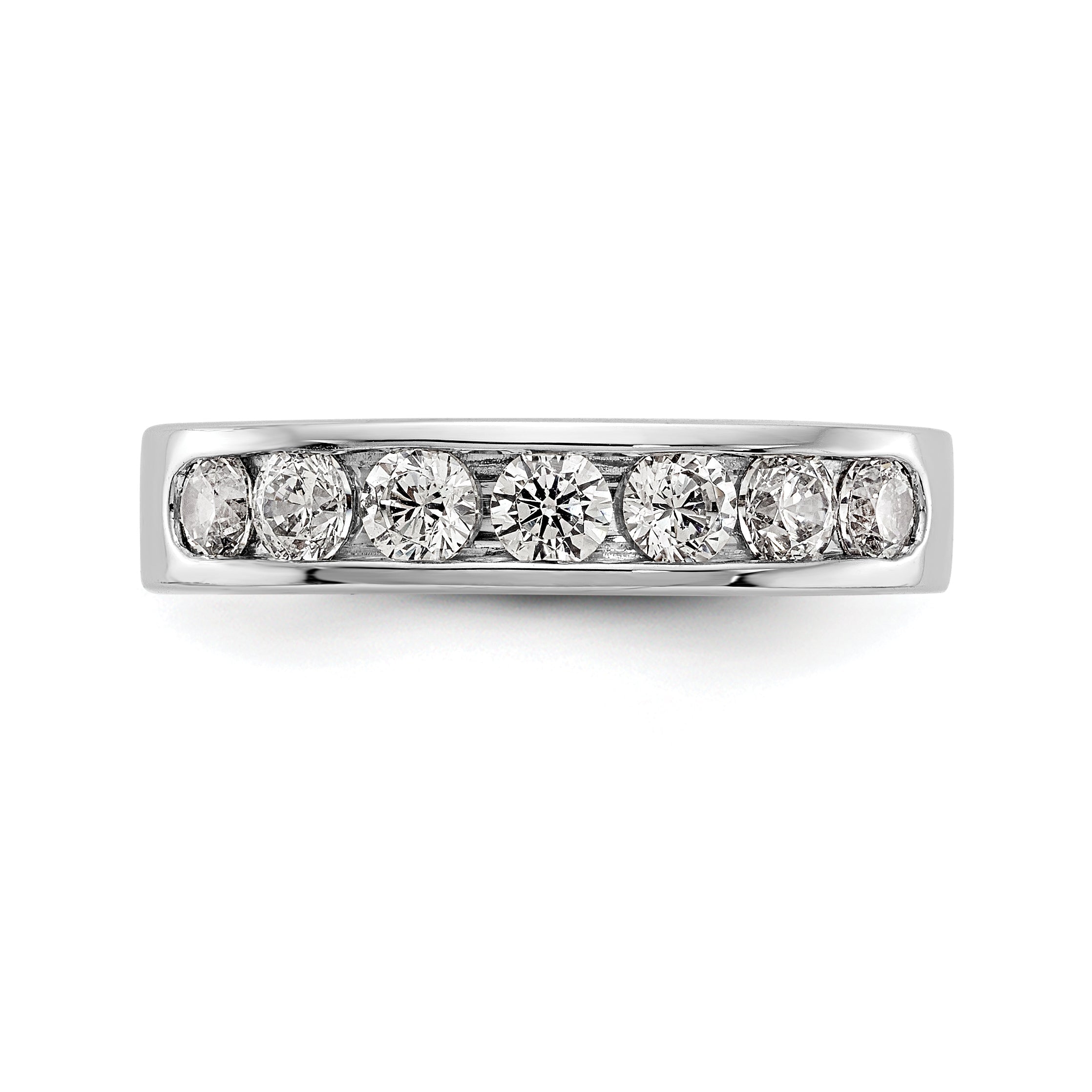 0.80ct. CZ Solid Real 14K White Gold 7-3.1mm Stone Channel Wedding Band Ring