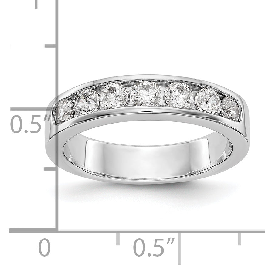 0.80ct. CZ Solid Real 14K White Gold 7-3.1mm Stone Channel Wedding Band Ring