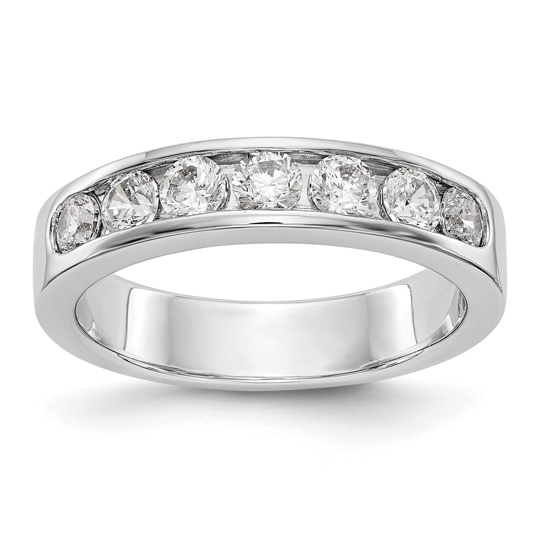 0.80ct. CZ Solid Real 14K White Gold 7-3.1mm Stone Channel Wedding Band Ring