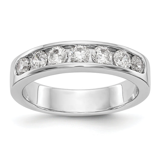 0.80ct. CZ Solid Real 14K White Gold 7-3.1mm Stone Channel Wedding Band Ring