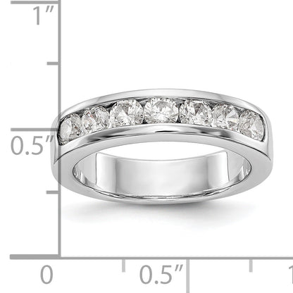 1.05ct. CZ Solid Real 14K White Gold 7-3.4mm Stone Channel Wedding Band Ring