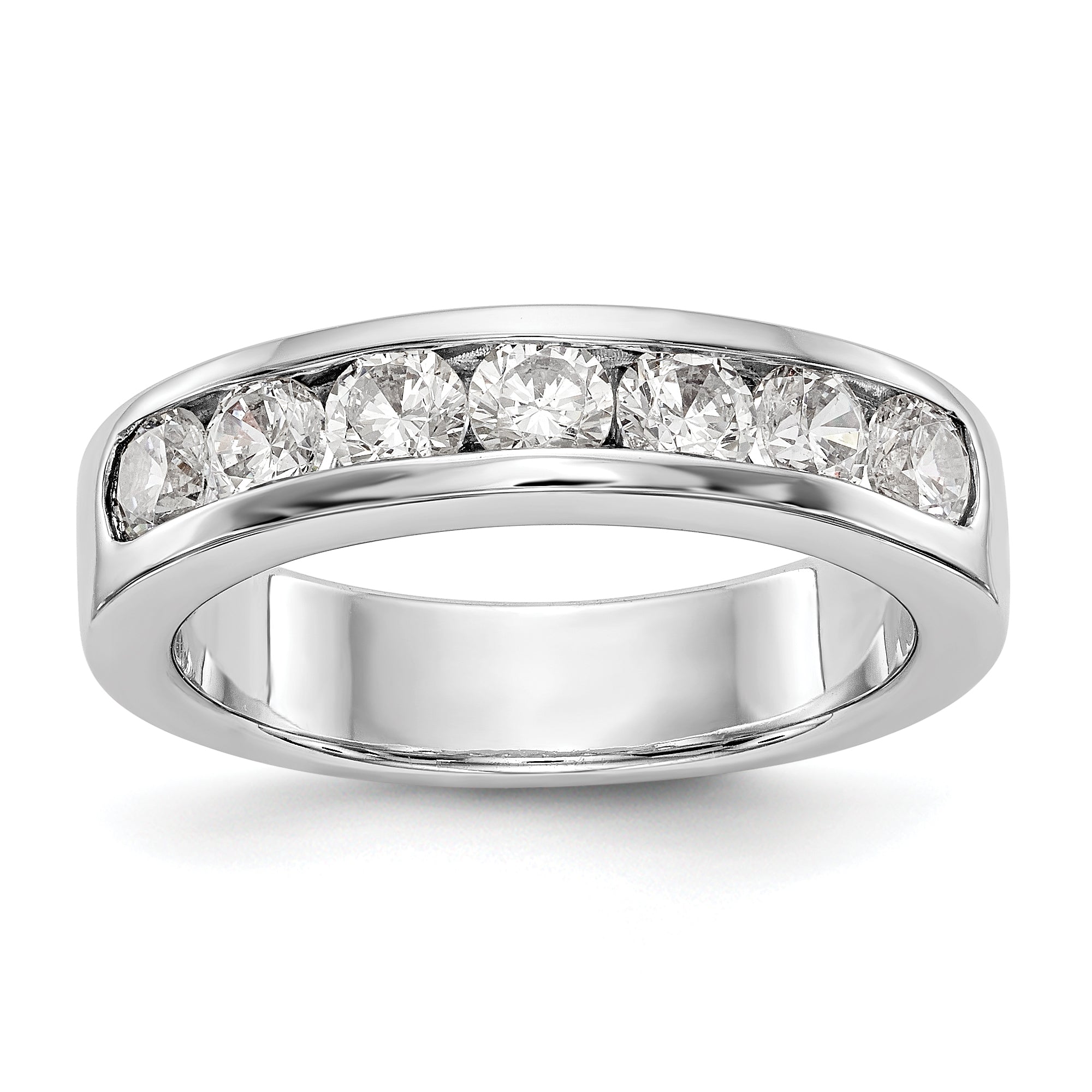 1.05ct. CZ Solid Real 14K White Gold 7-3.4mm Stone Channel Wedding Band Ring