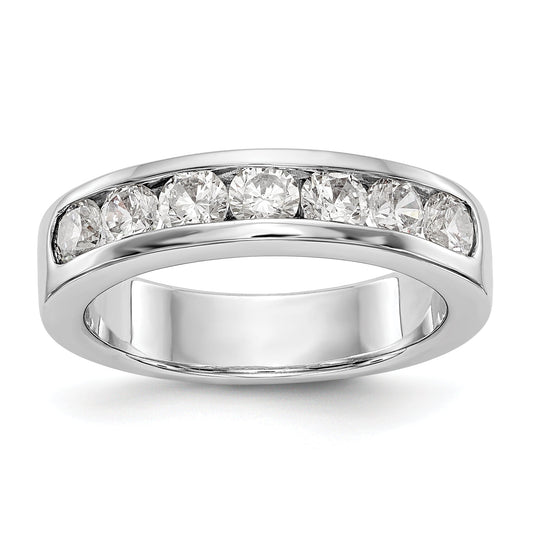 1.05ct. CZ Solid Real 14K White Gold 7-3.4mm Stone Channel Wedding Band Ring