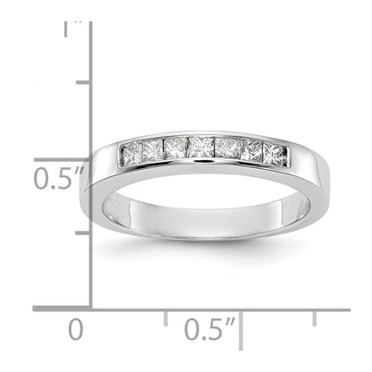 14K White Gold 7-Stone Real Diamond Channel Band