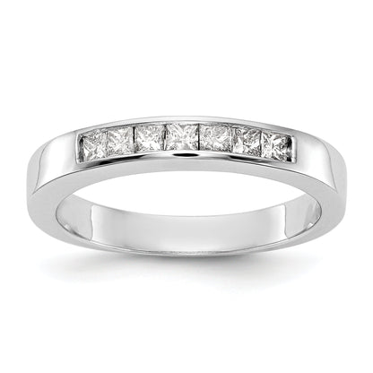 0.33ct. CZ Solid Real 14K White Gold 7-Stone Channel Wedding Band Ring