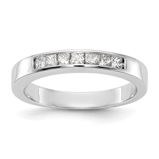 0.33ct. CZ Solid Real 14K White Gold 7-Stone Channel Wedding Band Ring