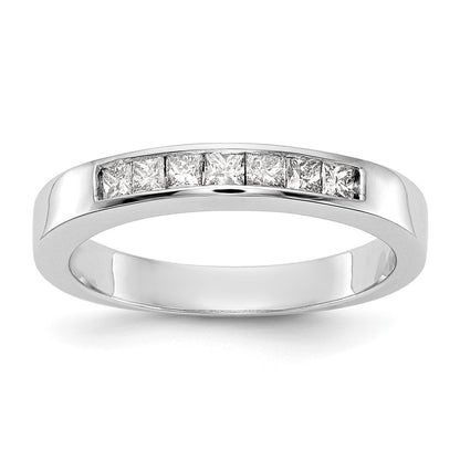 14K White Gold 7-Stone Real Diamond Channel Band