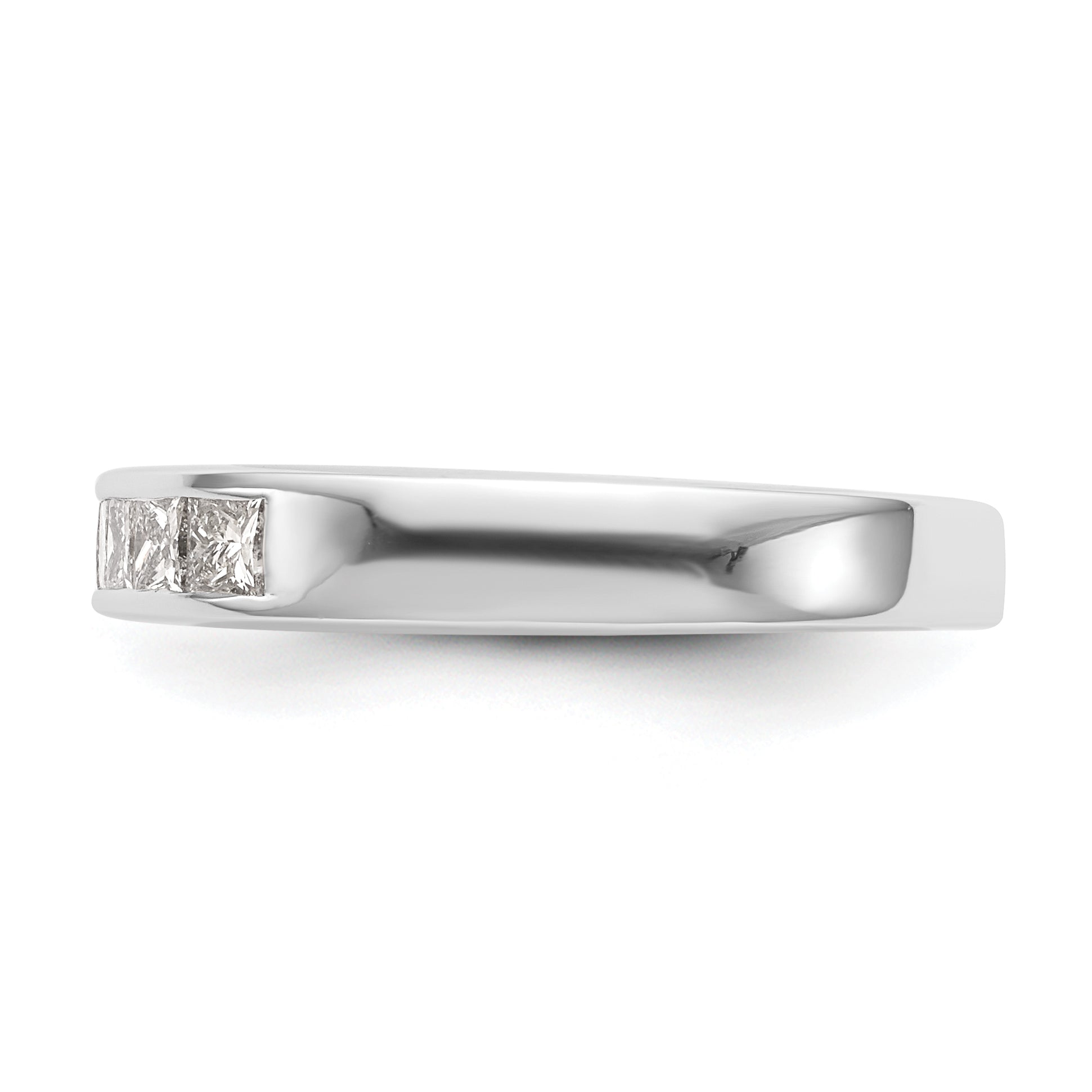 0.45ct. CZ Solid Real 14K White Gold 7-Stone Channel Wedding Band Ring