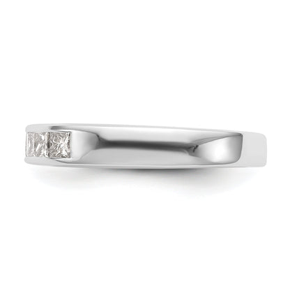 0.45ct. CZ Solid Real 14K White Gold 7-Stone Channel Wedding Band Ring