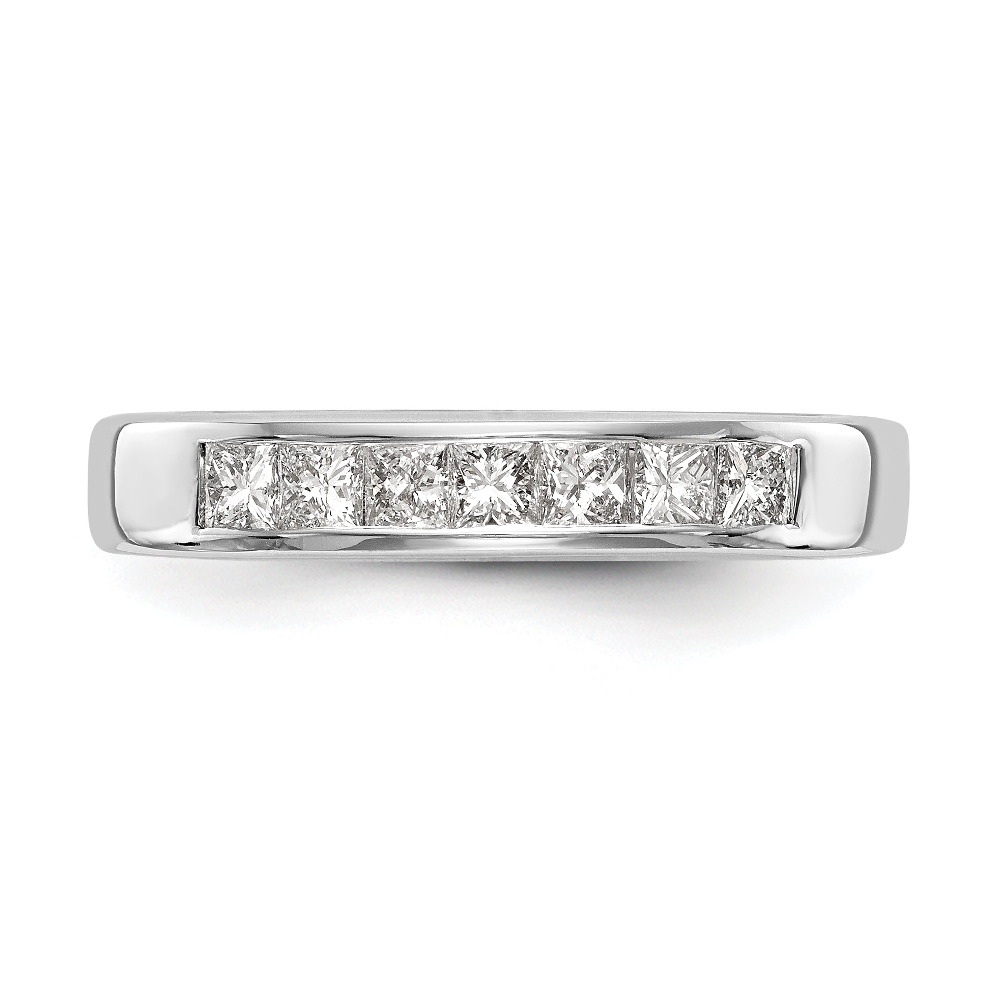 0.45ct. CZ Solid Real 14K White Gold 7-Stone Channel Wedding Band Ring