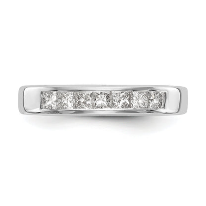 0.45ct. CZ Solid Real 14K White Gold 7-Stone Channel Wedding Band Ring