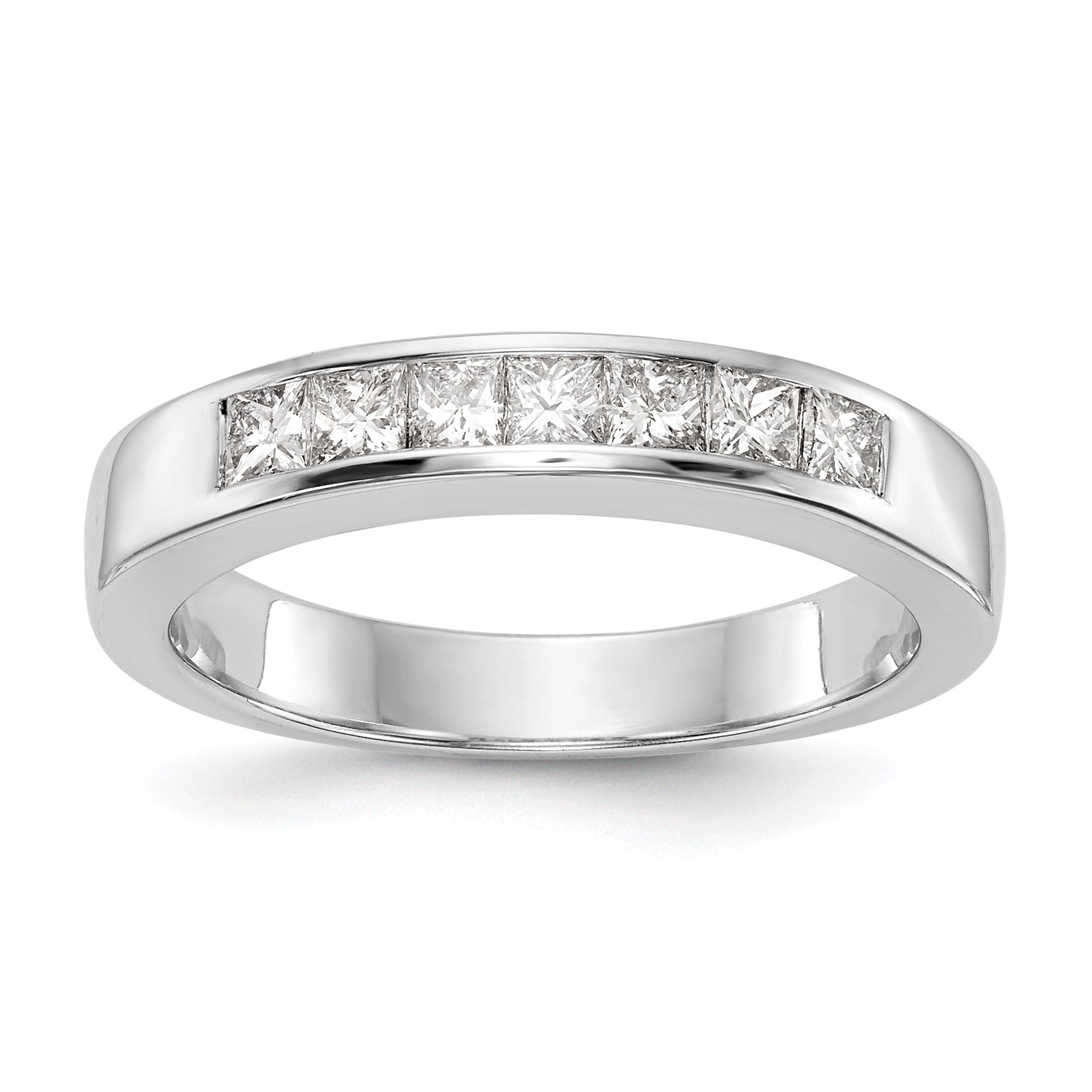 0.45ct. CZ Solid Real 14K White Gold 7-Stone Channel Wedding Band Ring