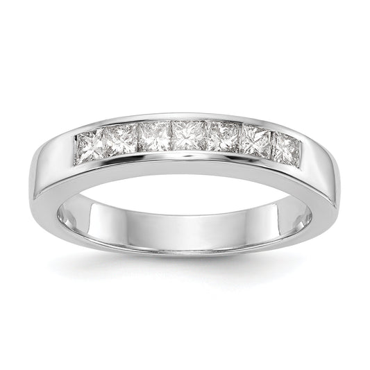 0.45ct. CZ Solid Real 14K White Gold 7-Stone Channel Wedding Band Ring