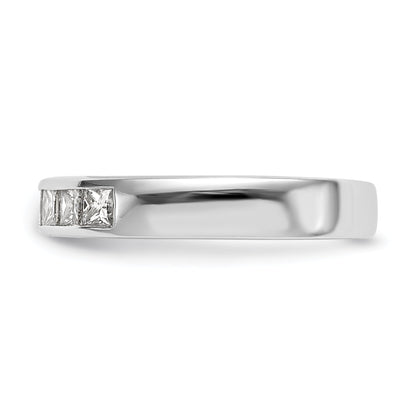 0.75ct. CZ Solid Real 14K White Gold 7-Stone Channel Wedding Band Ring