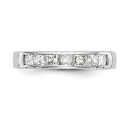 0.75ct. CZ Solid Real 14K White Gold 7-Stone Channel Wedding Band Ring