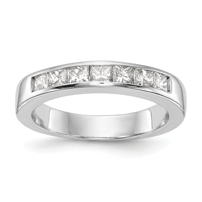 0.75ct. CZ Solid Real 14K White Gold 7-Stone Channel Wedding Band Ring