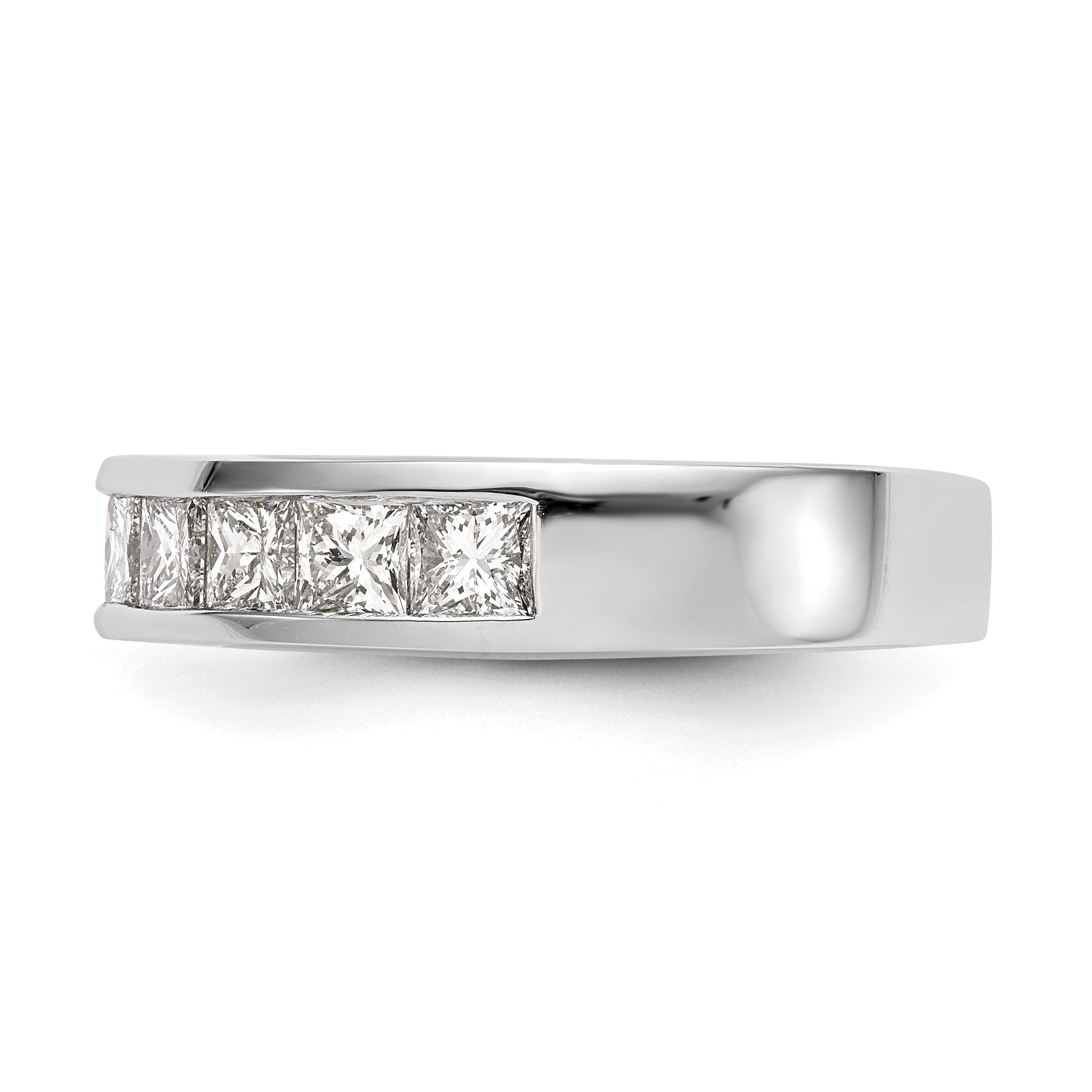 1.00ct. CZ Solid Real 14K White Gold 7-Stone Channel Wedding Band Ring