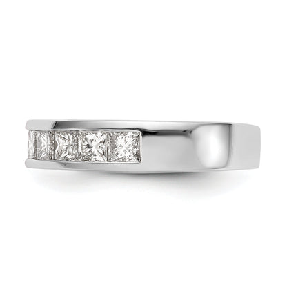 1.00ct. CZ Solid Real 14K White Gold 7-Stone Channel Wedding Band Ring