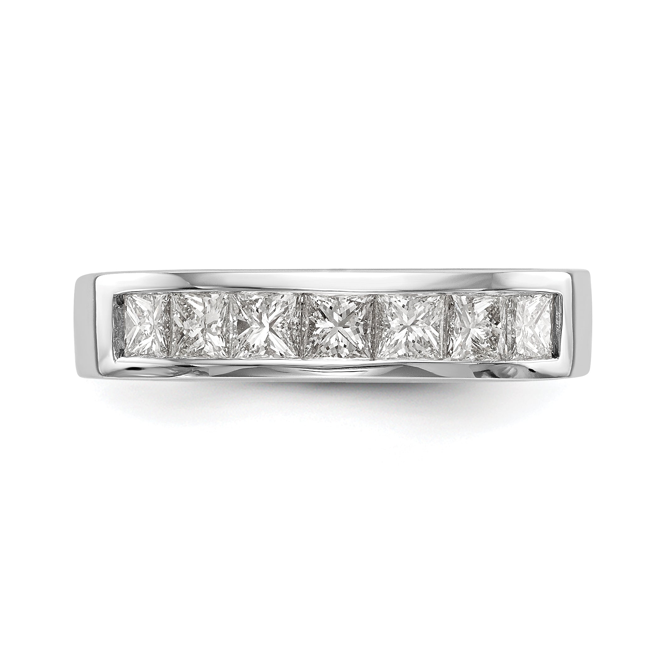 1.00ct. CZ Solid Real 14K White Gold 7-Stone Channel Wedding Band Ring