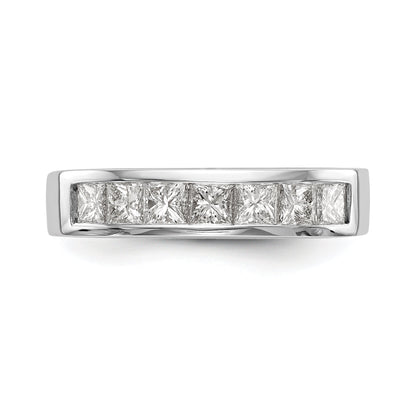 1.00ct. CZ Solid Real 14K White Gold 7-Stone Channel Wedding Band Ring