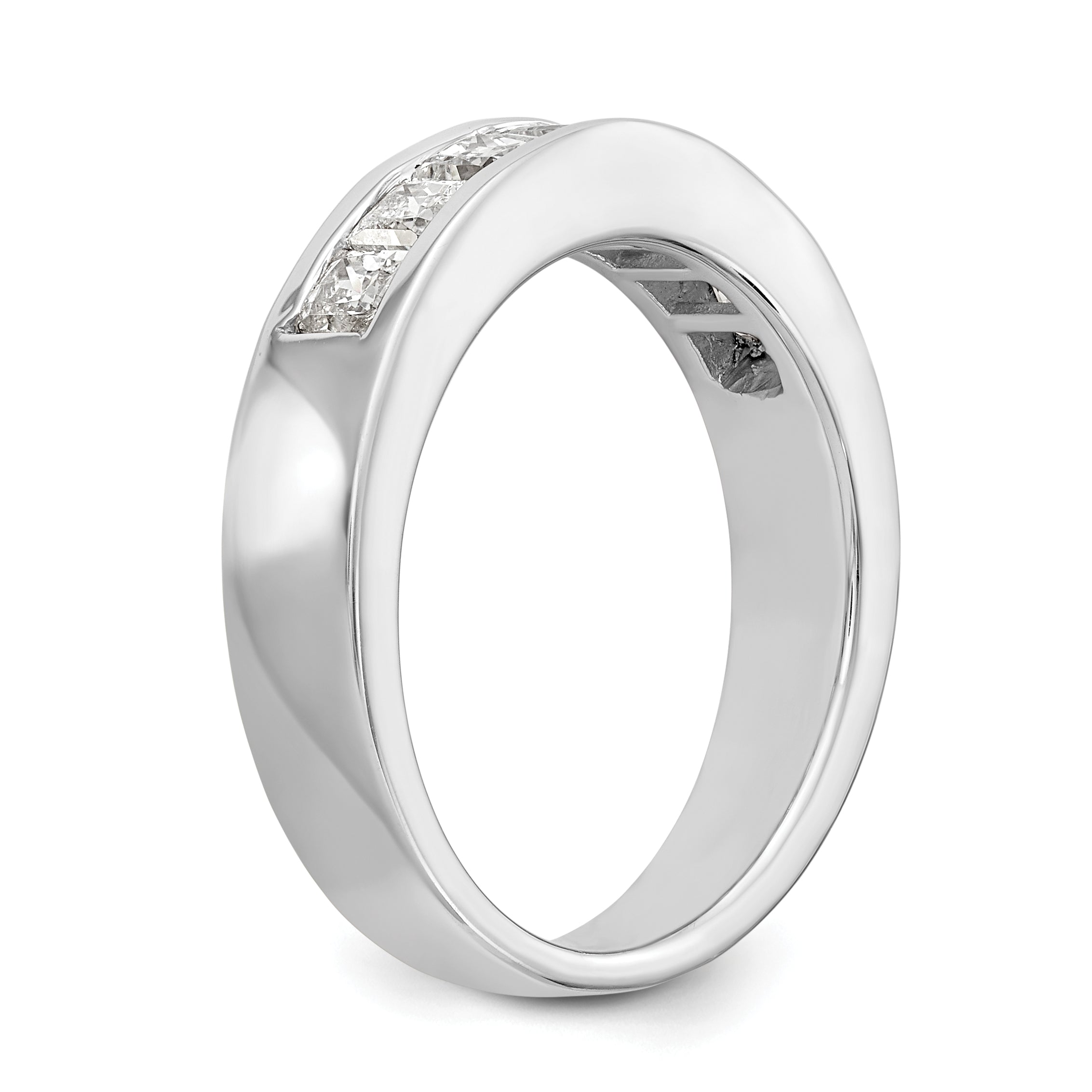 1.00ct. CZ Solid Real 14K White Gold 7-Stone Channel Wedding Band Ring