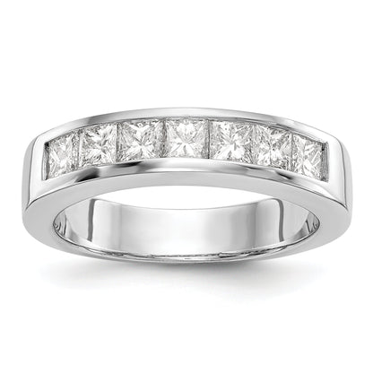 1.00ct. CZ Solid Real 14K White Gold 7-Stone Channel Wedding Band Ring