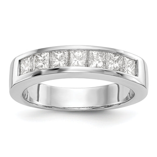 1.00ct. CZ Solid Real 14K White Gold 7-Stone Channel Wedding Band Ring