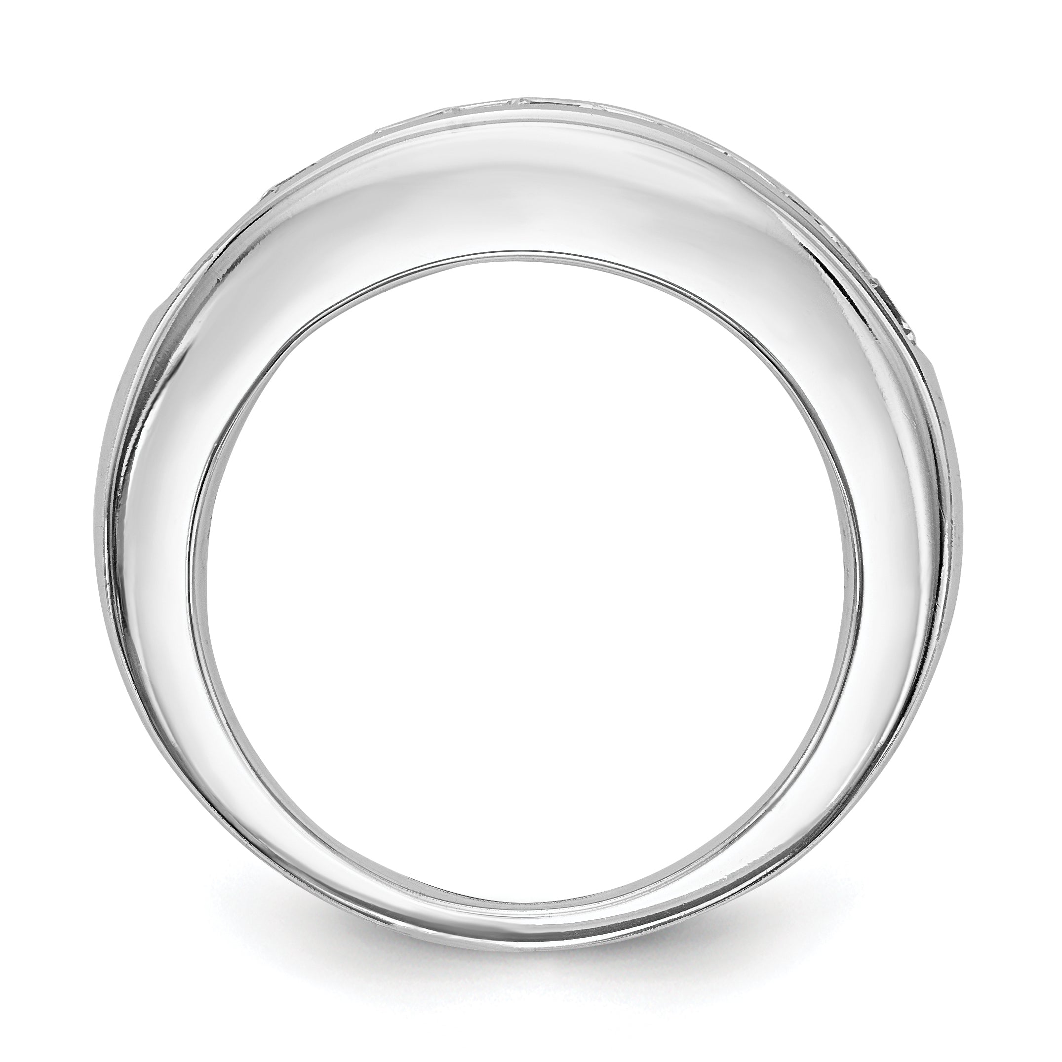 1.00ct. CZ Solid Real 14K White Gold 7-Stone Channel Wedding Band Ring