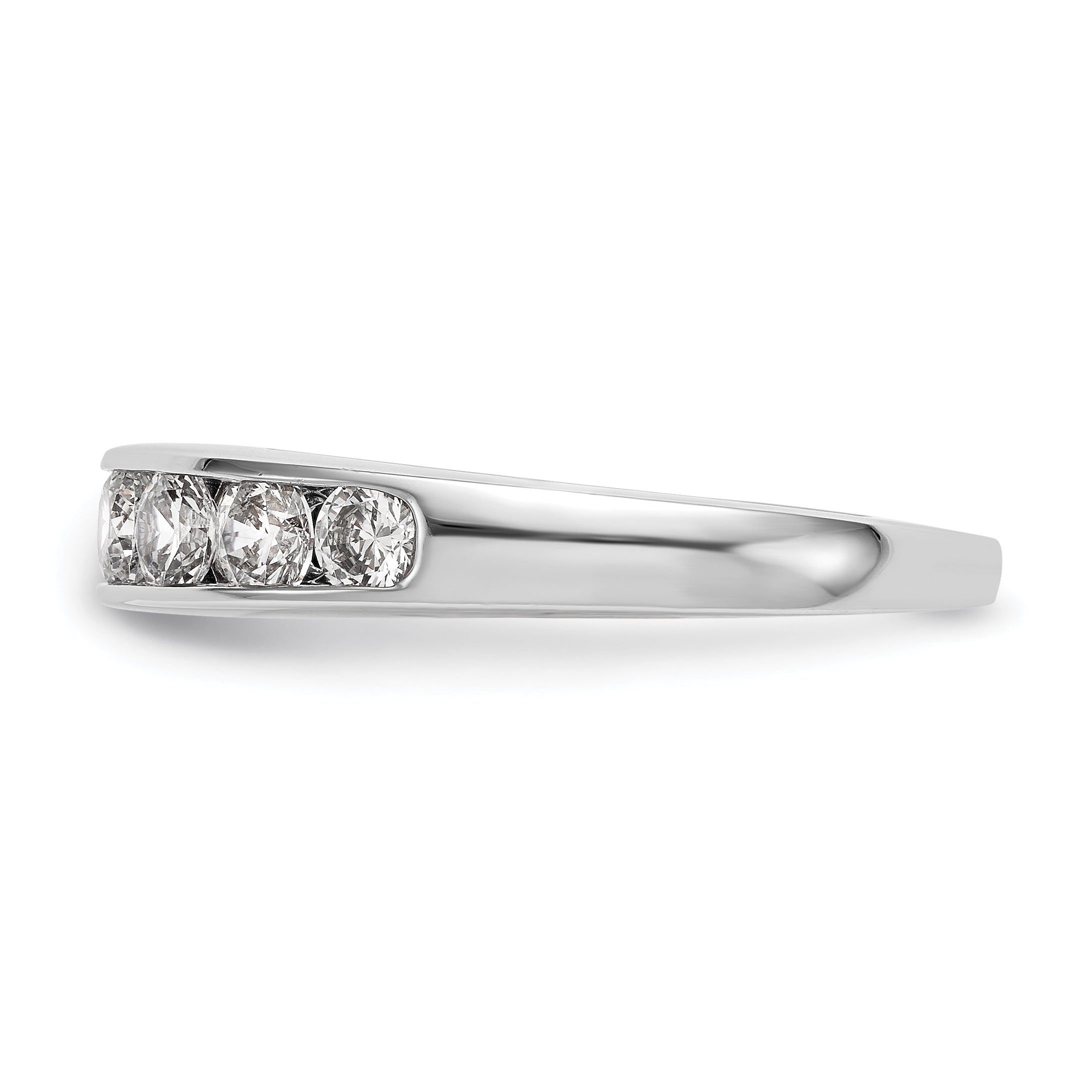 1.00ct. CZ Solid Real 14K White Gold 7-Stone Channel Wedding Band Ring