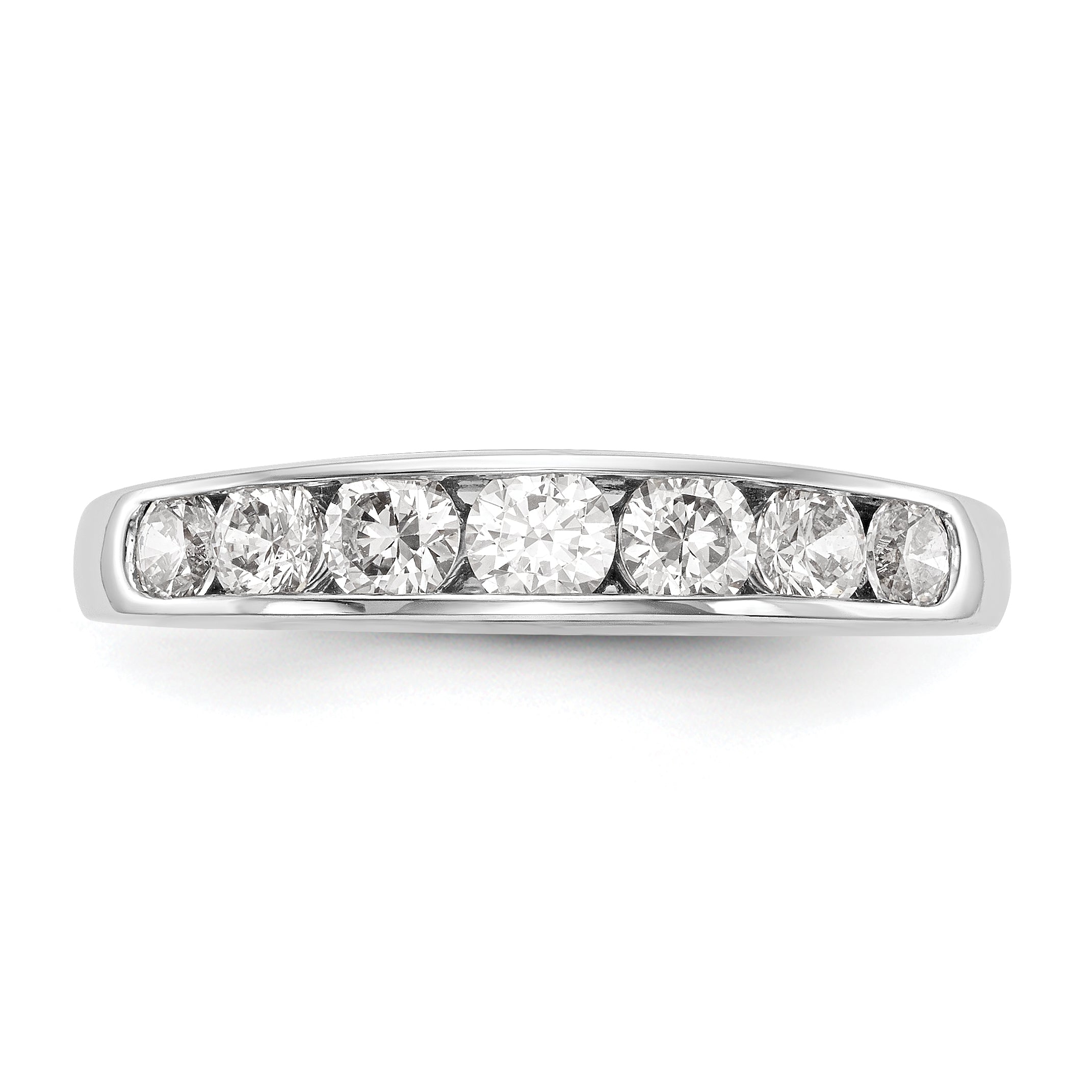 1.00ct. CZ Solid Real 14K White Gold 7-Stone Channel Wedding Band Ring
